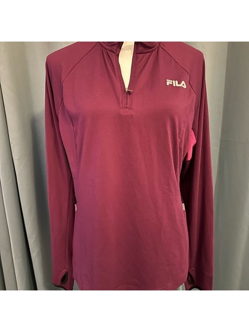 Fila Women Size L Sport Performance Athletic Colorful 1/4 Zip Up Running Jacket